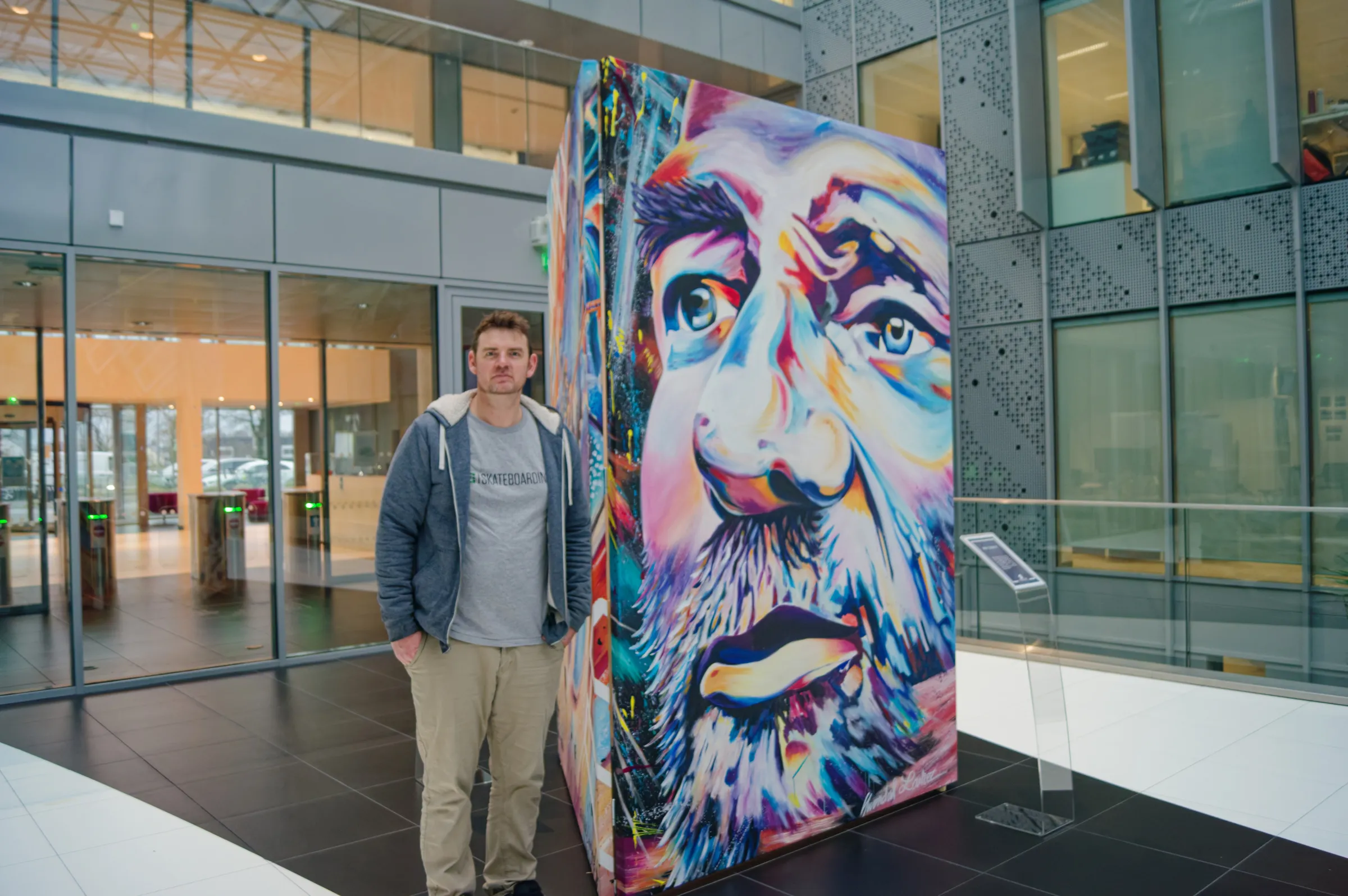 Tableau contemporain mural pour cloison intérieure d'entreprise, siège social Banque Populaire à Rennes
